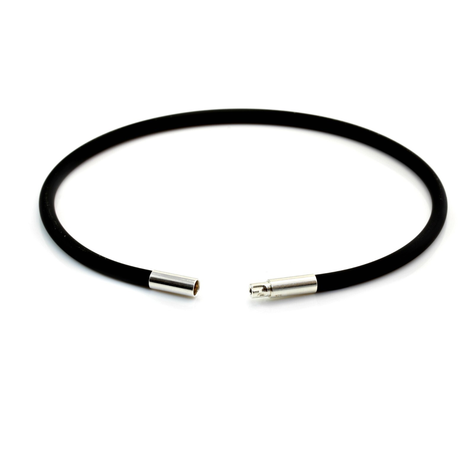 Men’s/Ladies 3mm Rubber Bracelet–Sterling Silver Twist Clasp–Minimalist bracelet