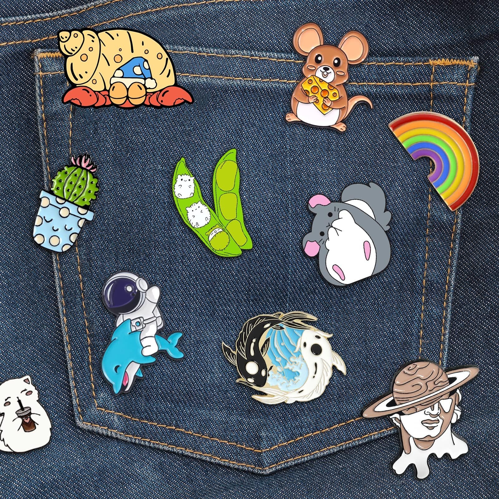 Mixed Enamel Brooch Set – 20/30/50/80 Lapel Badges, Cartoon Plant Pins, Funny Bu