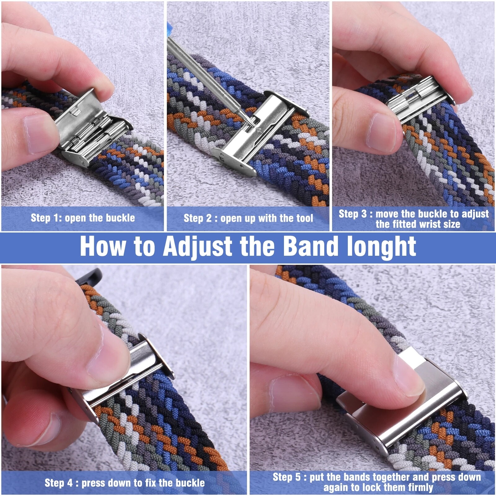 Samsung Galaxy Watch 4 3 Classic Active 2 Braided Elastic Woven Nylon 20mm Band