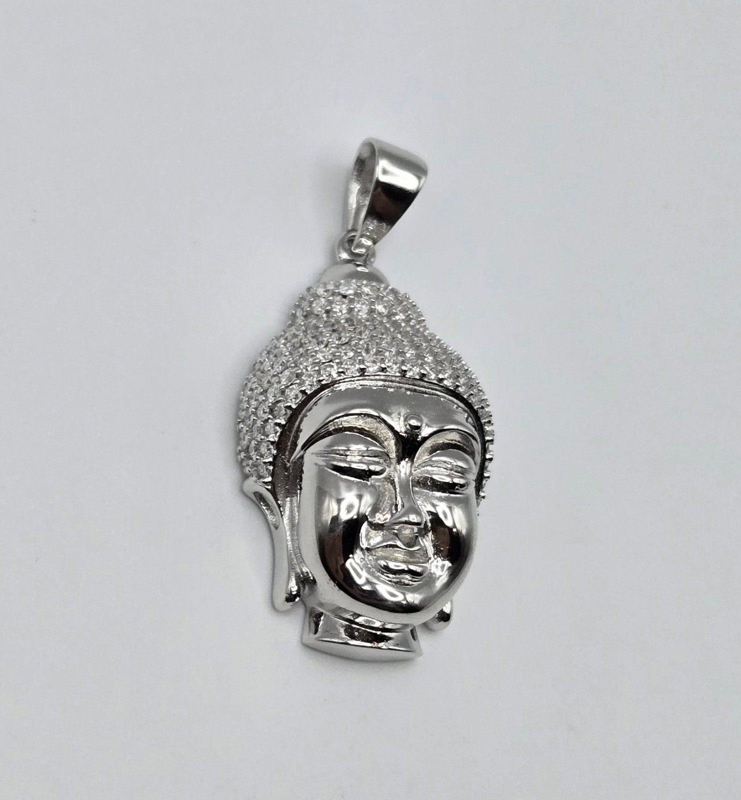 NEW Solid 925 Sterling Silver Buddha Meditation Pendant 4.0CTW MOISSANITE, USA
