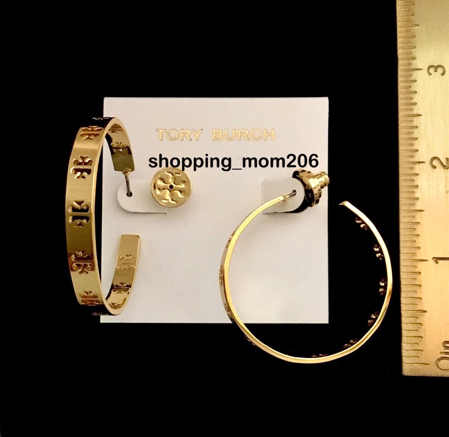 Tory Burch Gold T-Logo Hoop Earrings