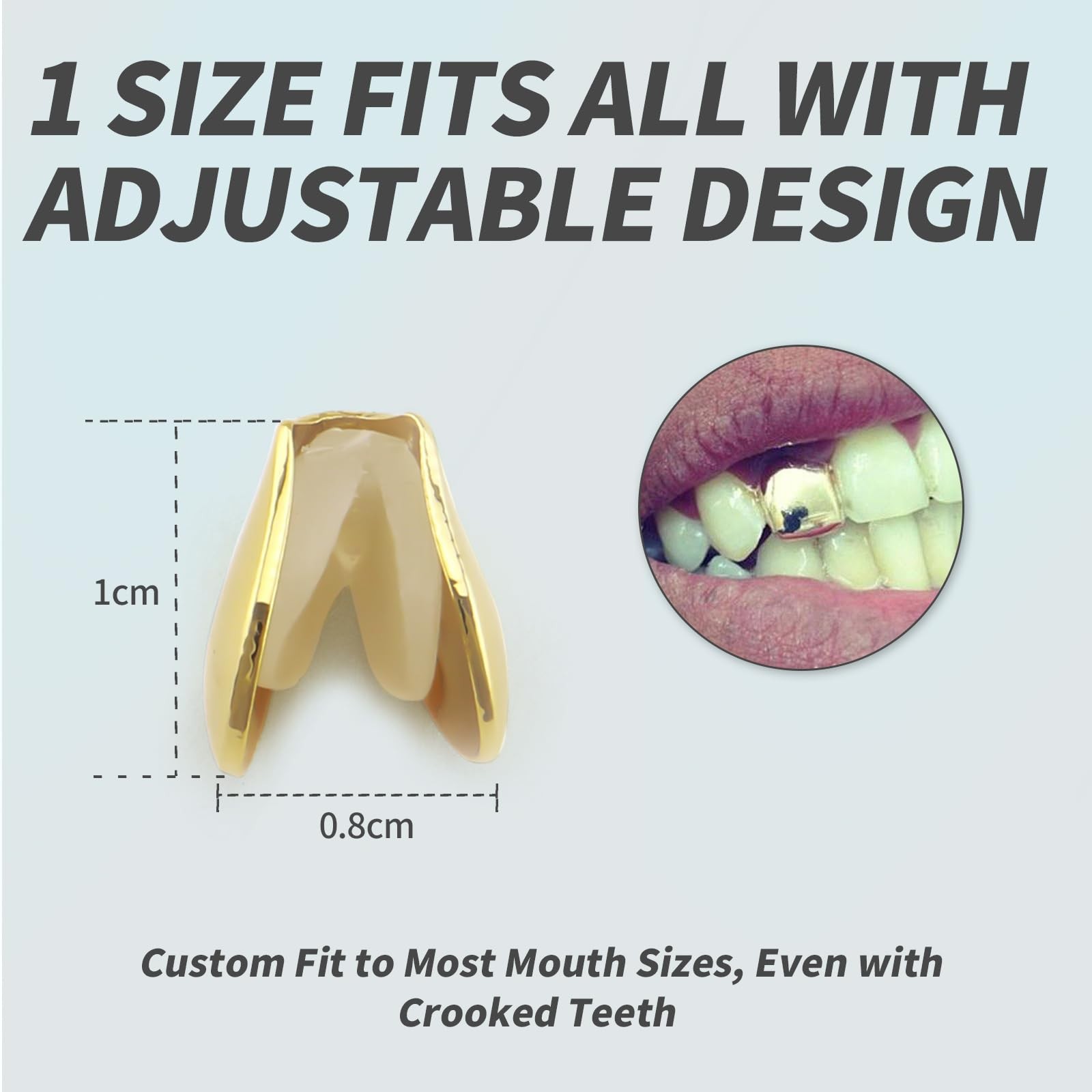YAFIYGI 4 Pieces Gold Plated Tooth Cap- Hip Hop Teeth Large,