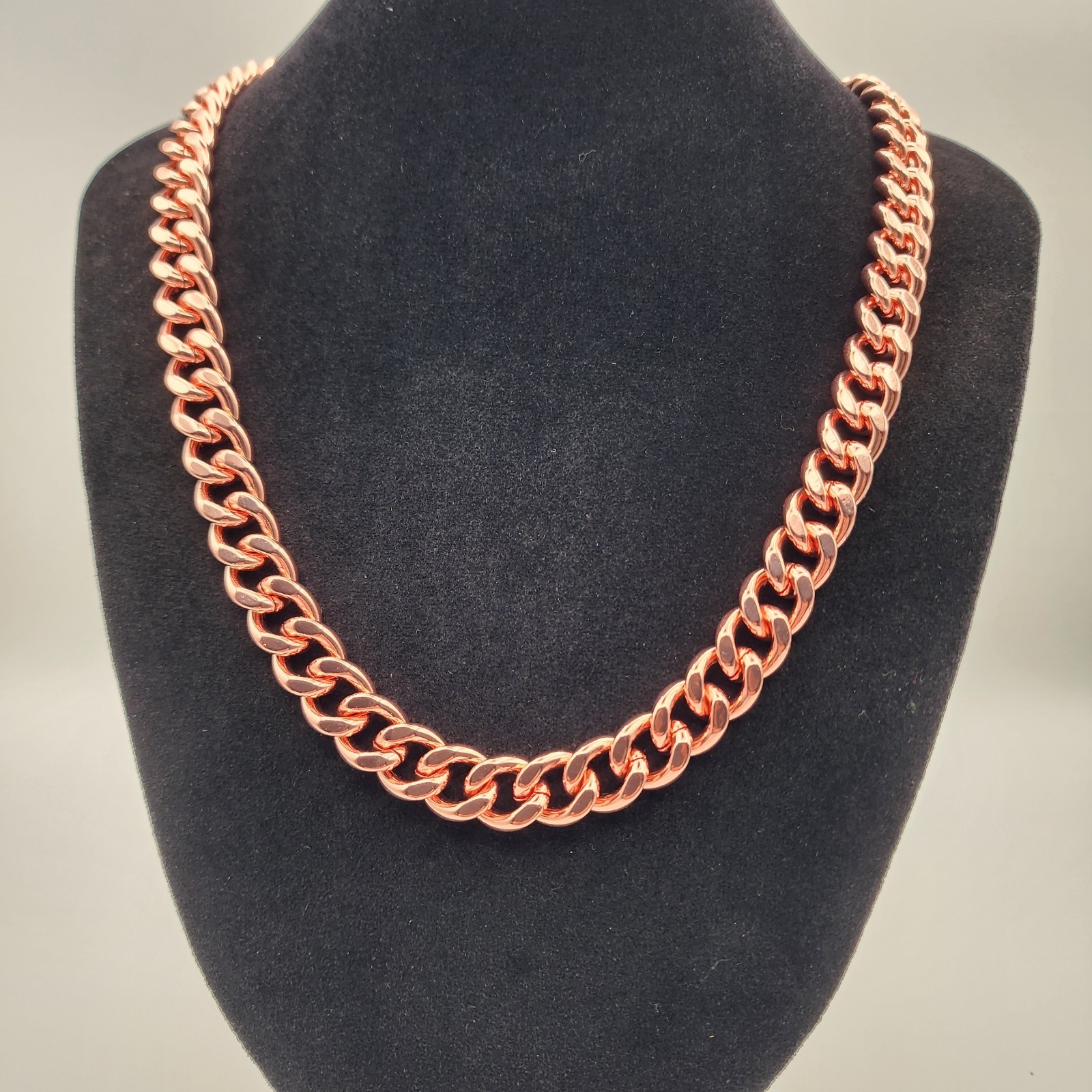 Pure Copper Cuban Chain Necklace – 12 mm Heavy Cuban Link Chain 22″-24″