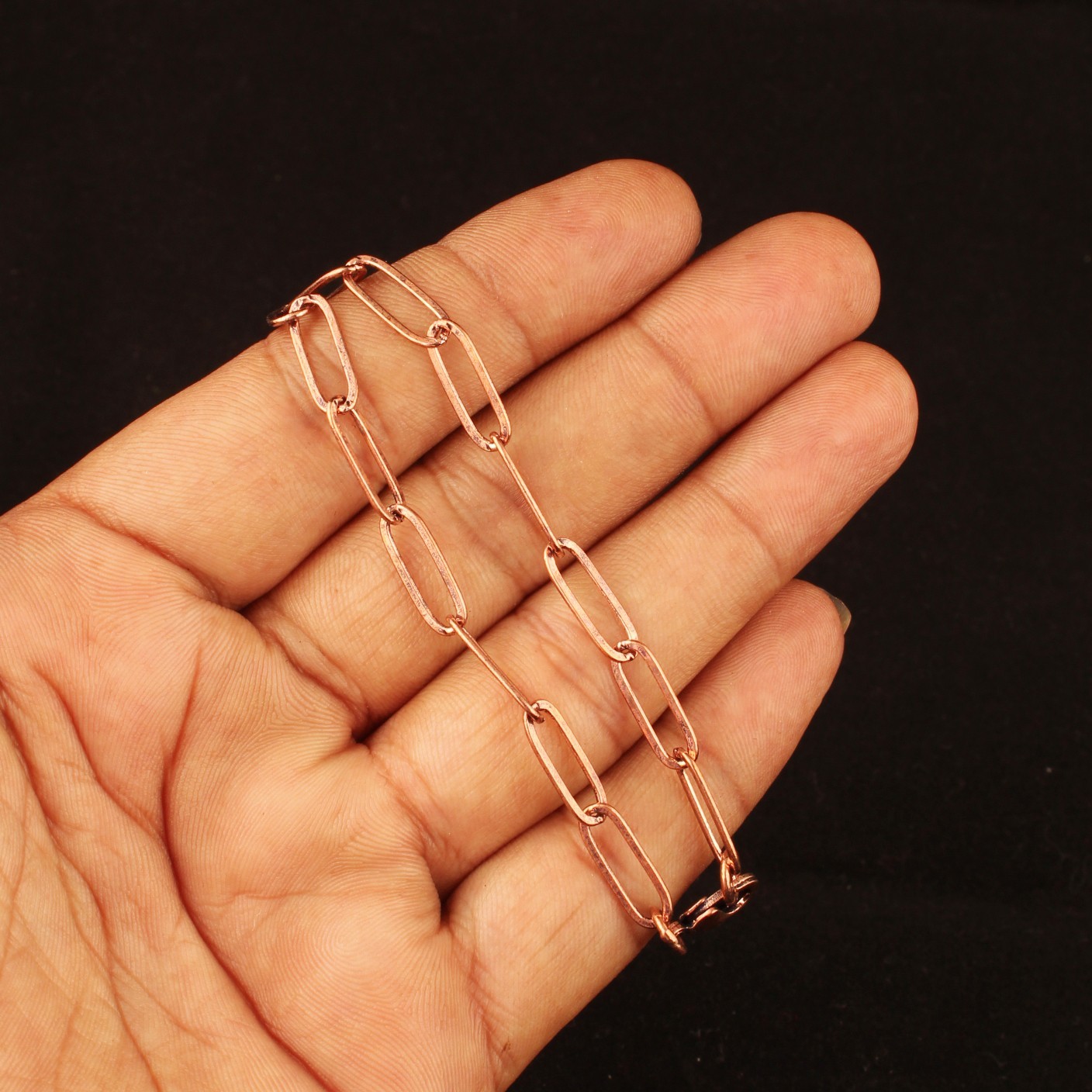 Pure Copper Paperclip Chain Anklet for Women Handmade Minimalist Lobster Clasp