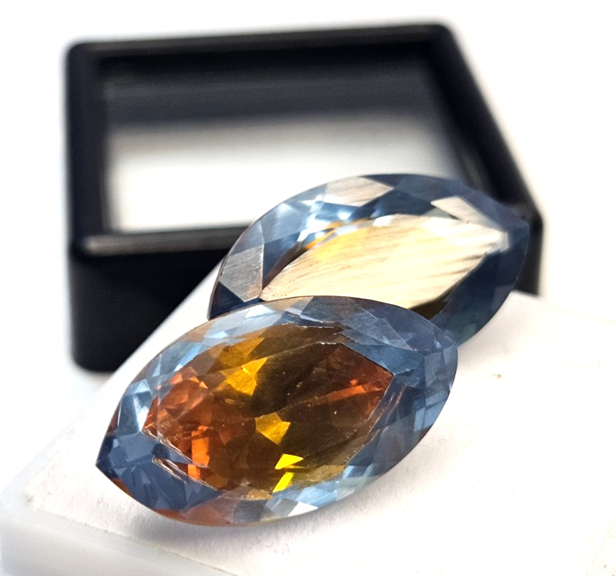 Pitambari Sapphire Natural Marquise Cut 18-19 Ct Certified Pair Gemstone FR-019