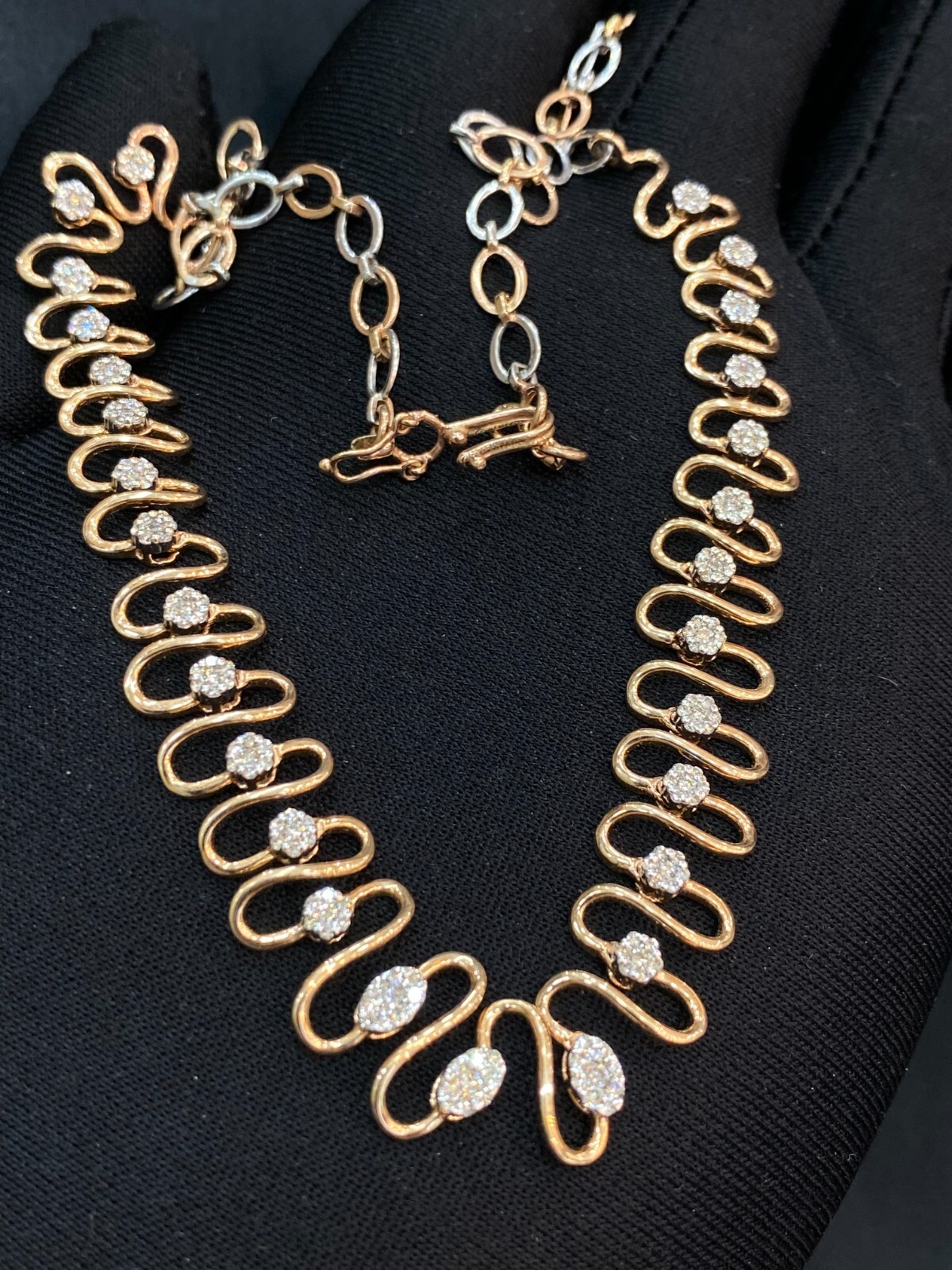 Stunning 1.50 Carats Round Brilliant Cut Natural Diamonds Necklace 14K Rose Gold