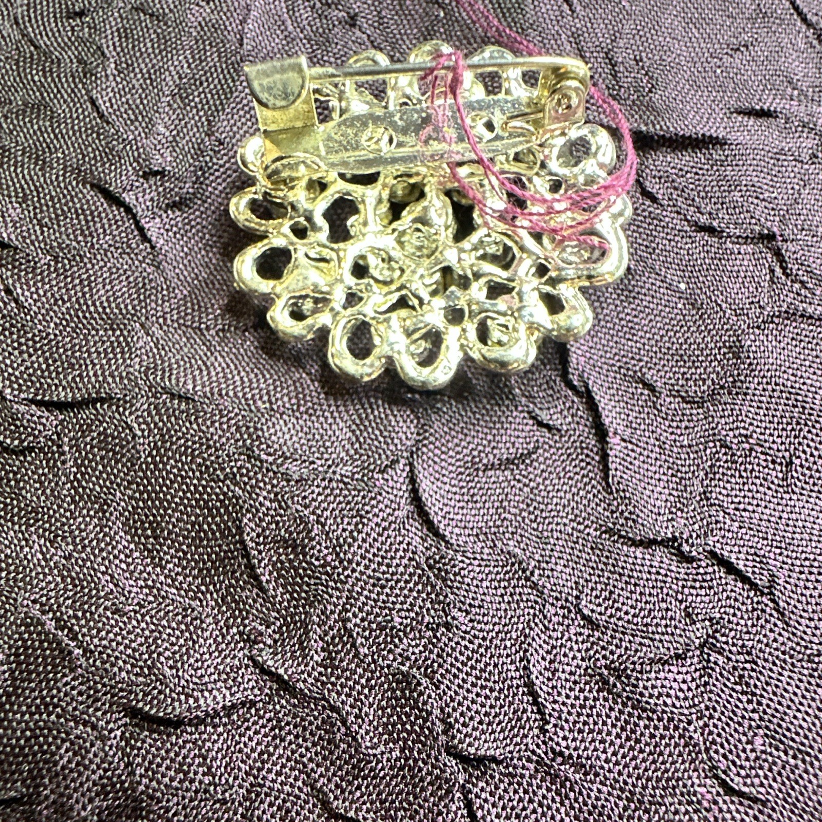 Silver Clear Round Cluster Rhinestone Brooch Pin Metal Jewelry Accessory