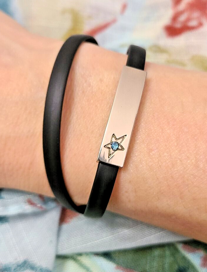 Vintage Thierry Mugler Stainless Steel Black Wrap Bracelet