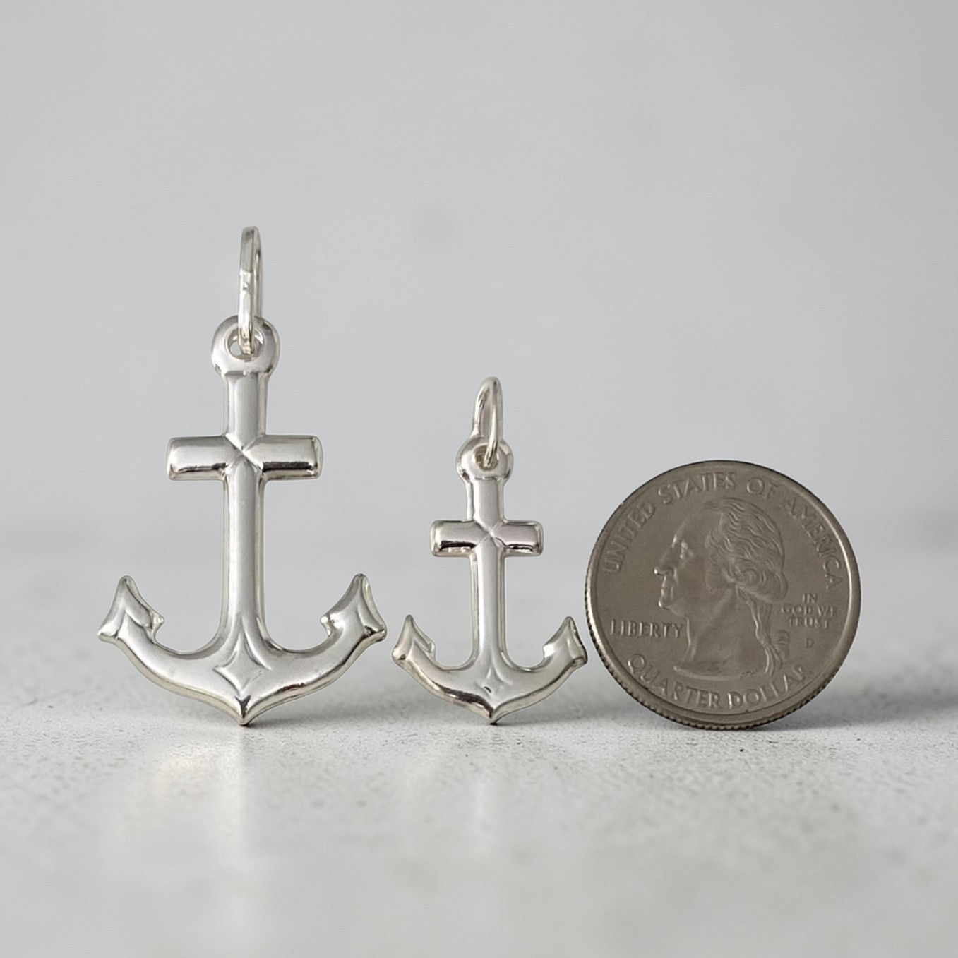 Italian 925 Sterling Silver Anchor Pendant – 3D Anchor Cross Charm- P162