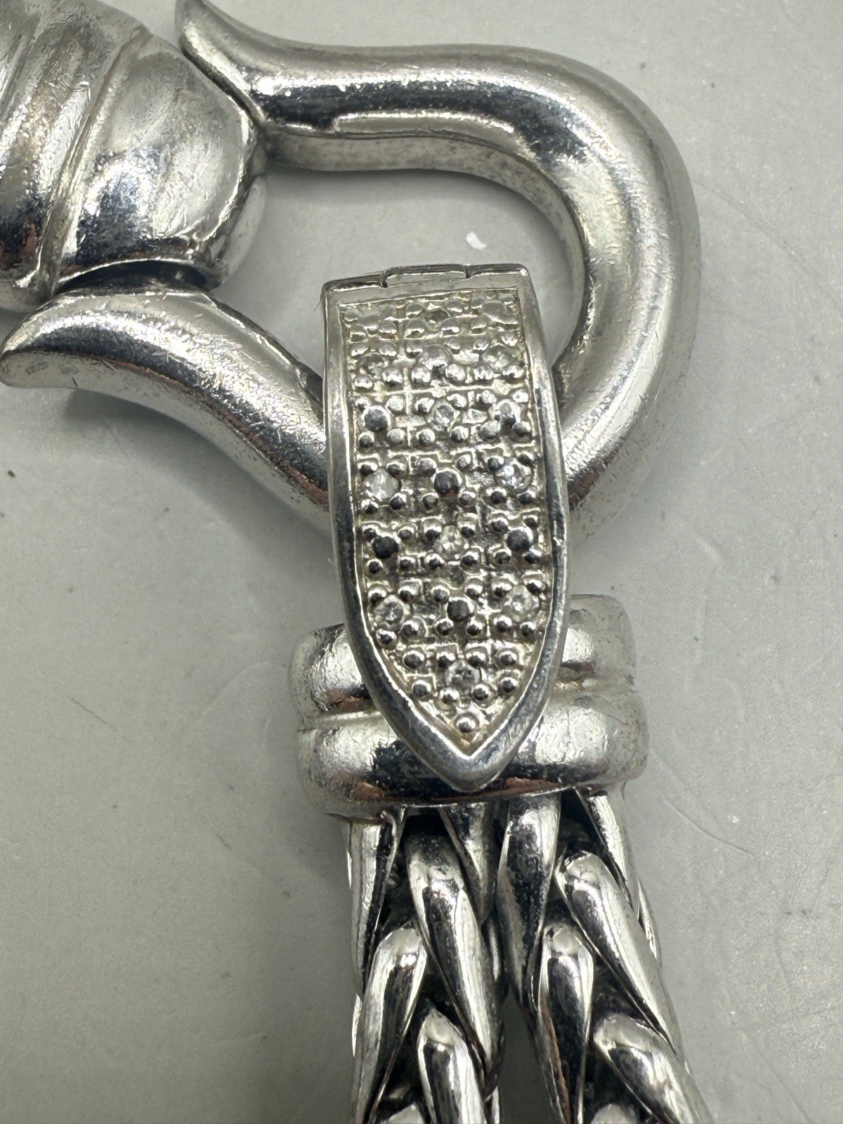 EFFY Sterling Silver 925 Pave Diamond Designer Statement Bracelet Chain 7”