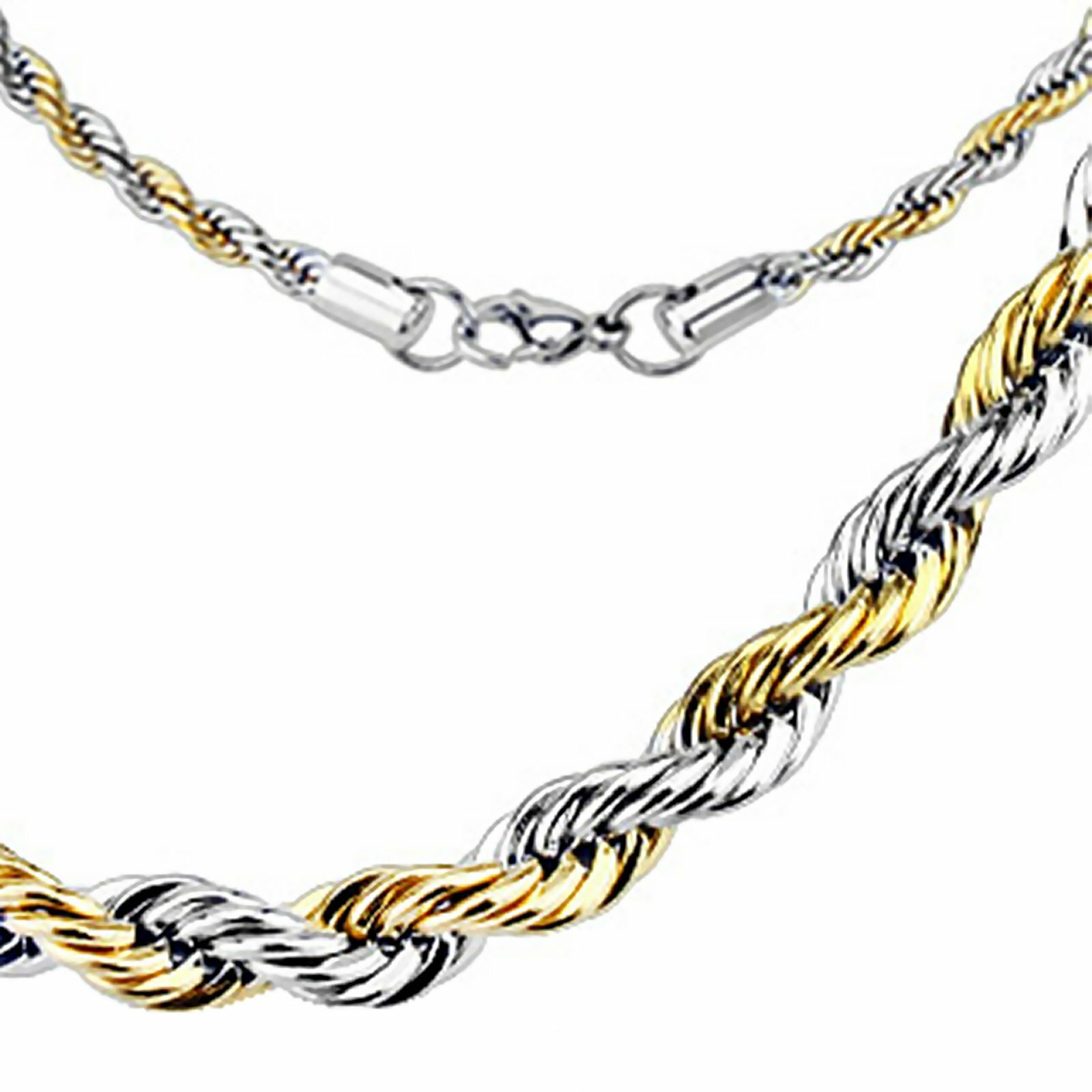 Rope Chain Necklace Mens Gold Silver Surgical Stainless Steel 6mm 20-30 inch