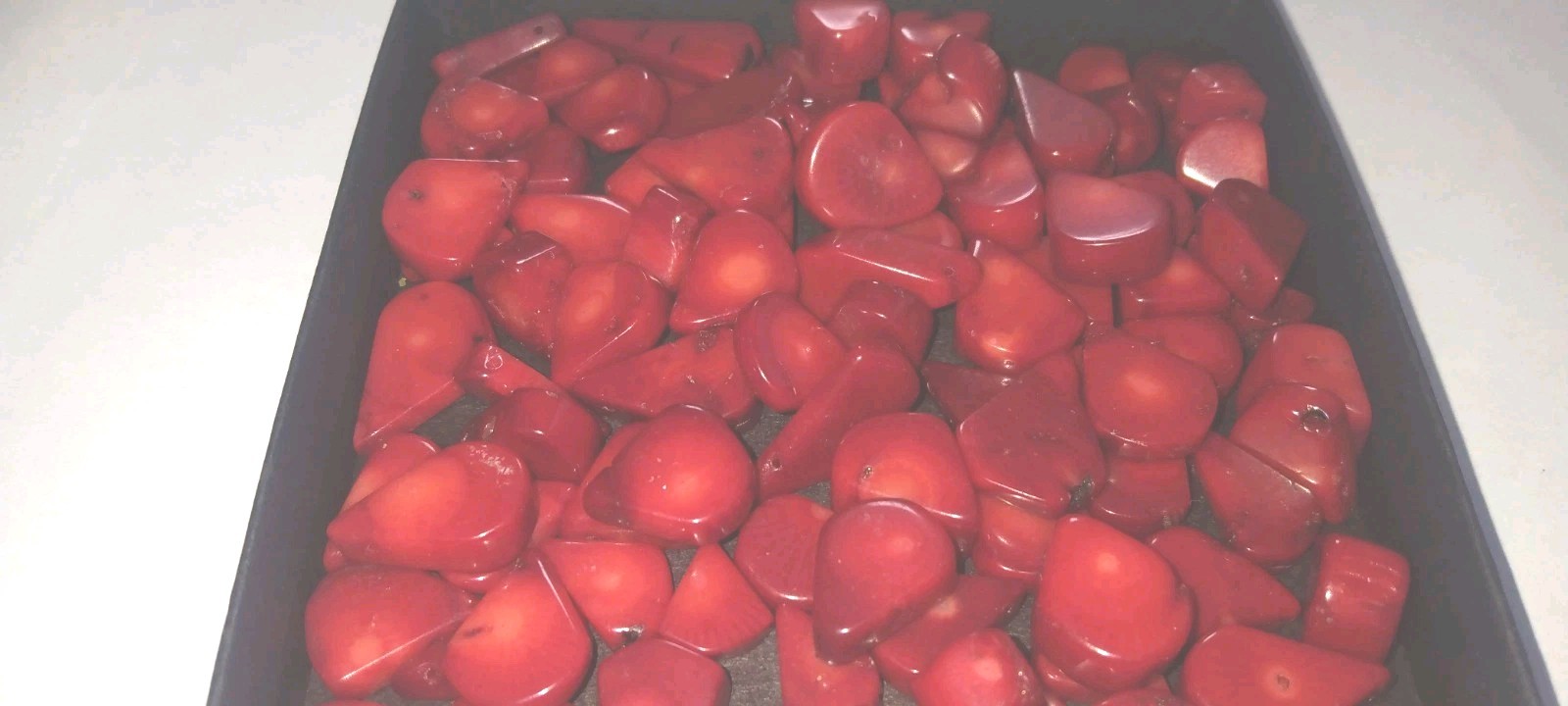 Loose Coral Dyed Red For Jewelry Making 114 G Triangle Candy Corn Shapes