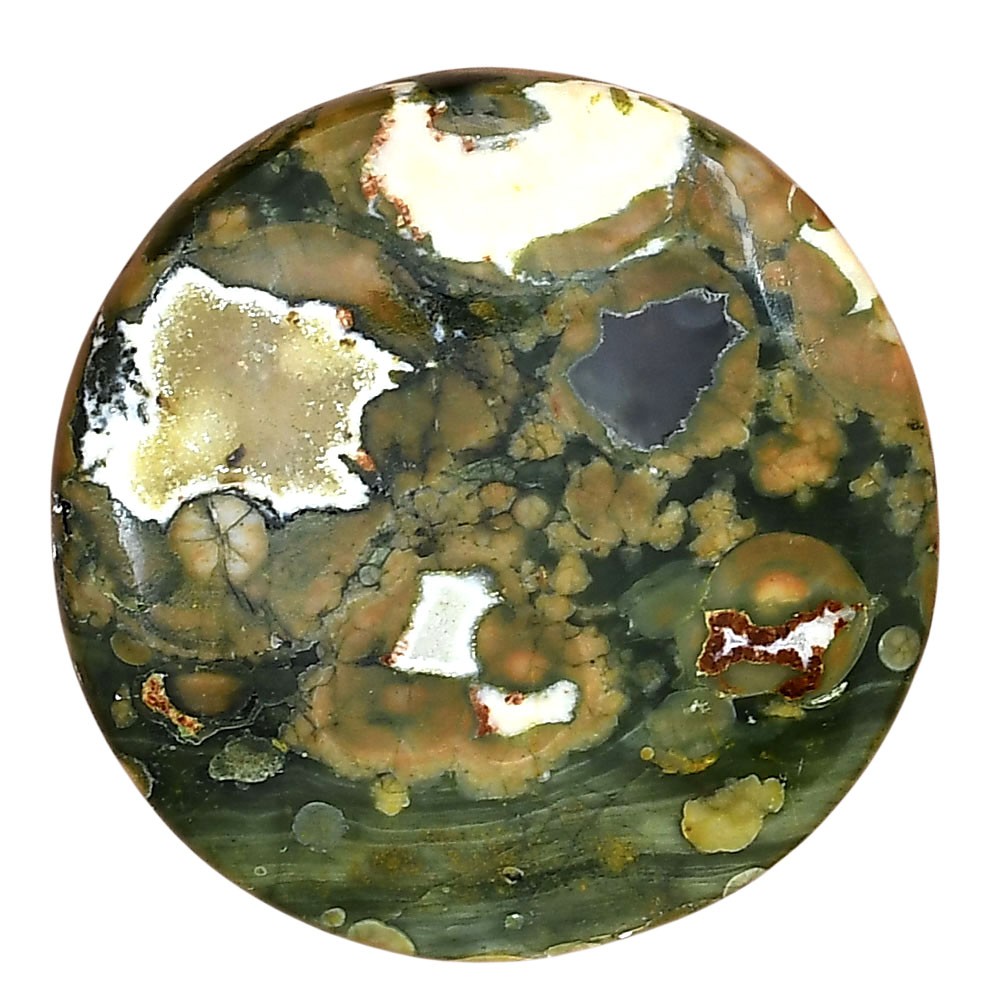 Natural Rhyolite Rainforest Jasper 36.6×36.6×6.5 mm Round Gemstone LS03464-58