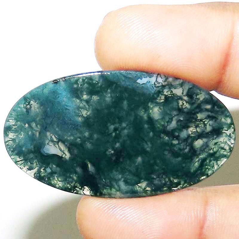 100% Natural Green Moss Agate Oval Cab Translucent Gemstone 51.45 Cts 28X50X4mm