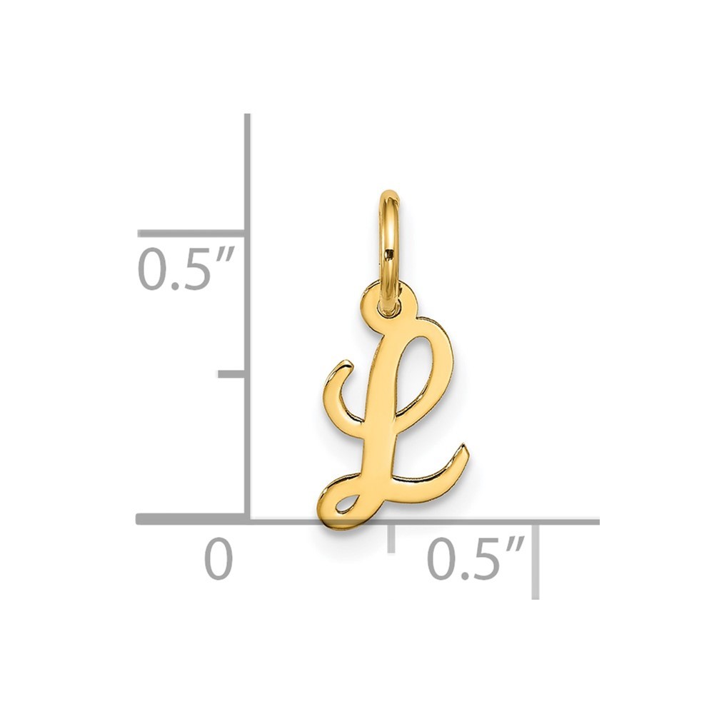 10k Yellow Gold Small Script Initial L Charm Pendant 0.18gm L-17.95mm, W-6.4mm