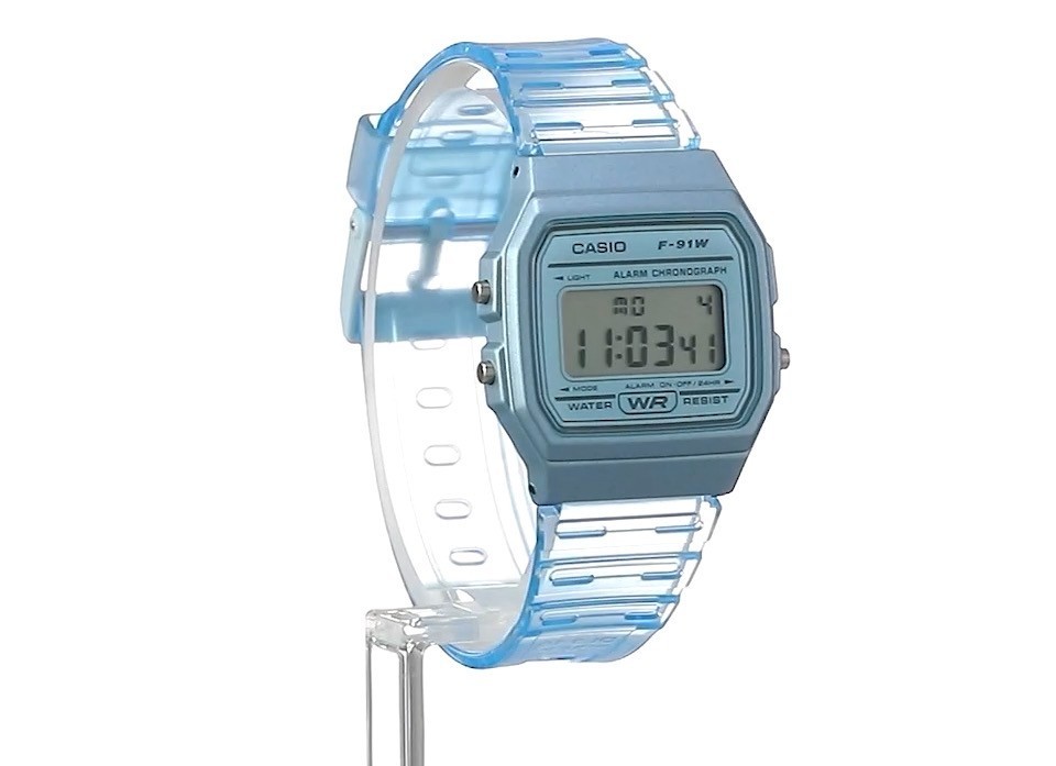 CASIO F-91WS-2JH Classic Digital Watch Blue Transparent Skeleton Japan New