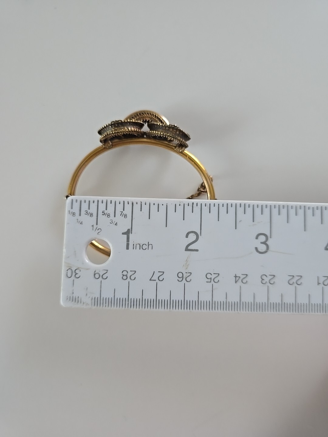 Victorian Etruscan Bracelet Gold Filled Filigree Clover Diamond Shape 6.25