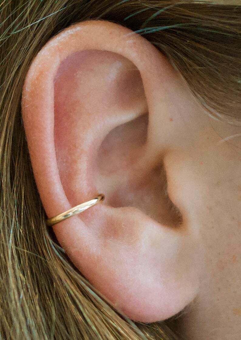 Small Ear Cuff Delicate Ear Wrap 14K Yellow Gold Over Dainty Ear Cuff No Pierce