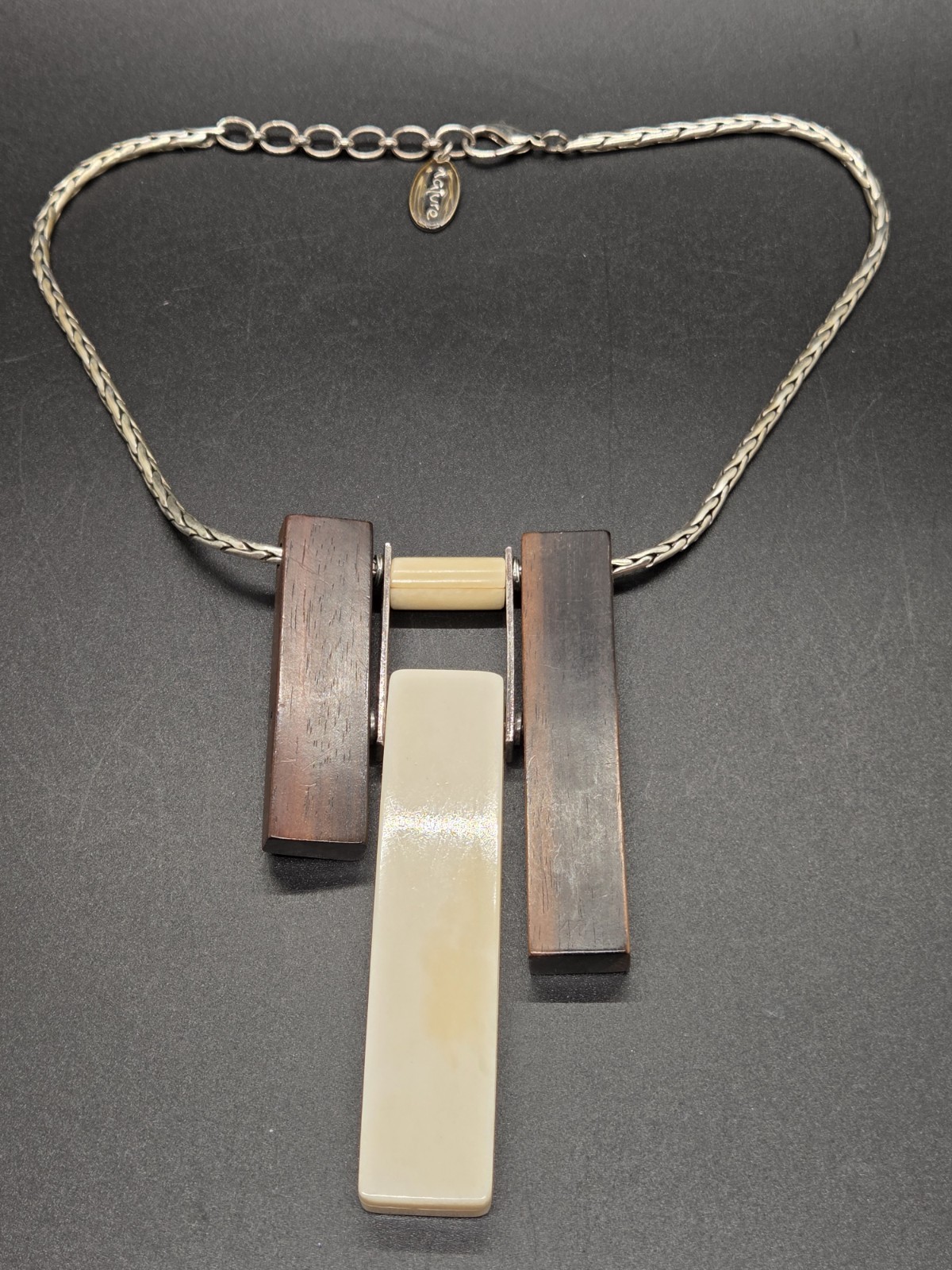 Vtg Original NATURE BIJOUX Wood Bone Bib Necklace DESIGNER JEAN-DANIEL CHRISTIN