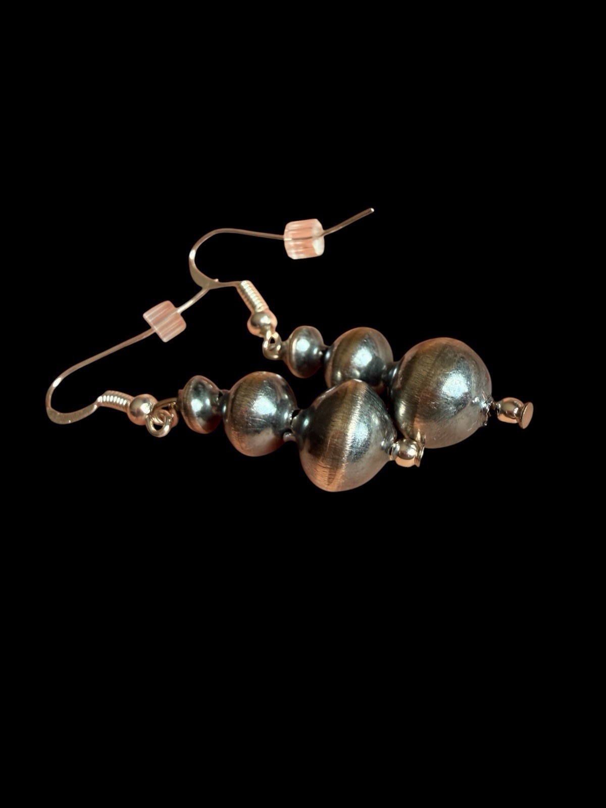 Handmade Navajo Treva Jim Sterling Silver Pearl Drop Hook Earrings