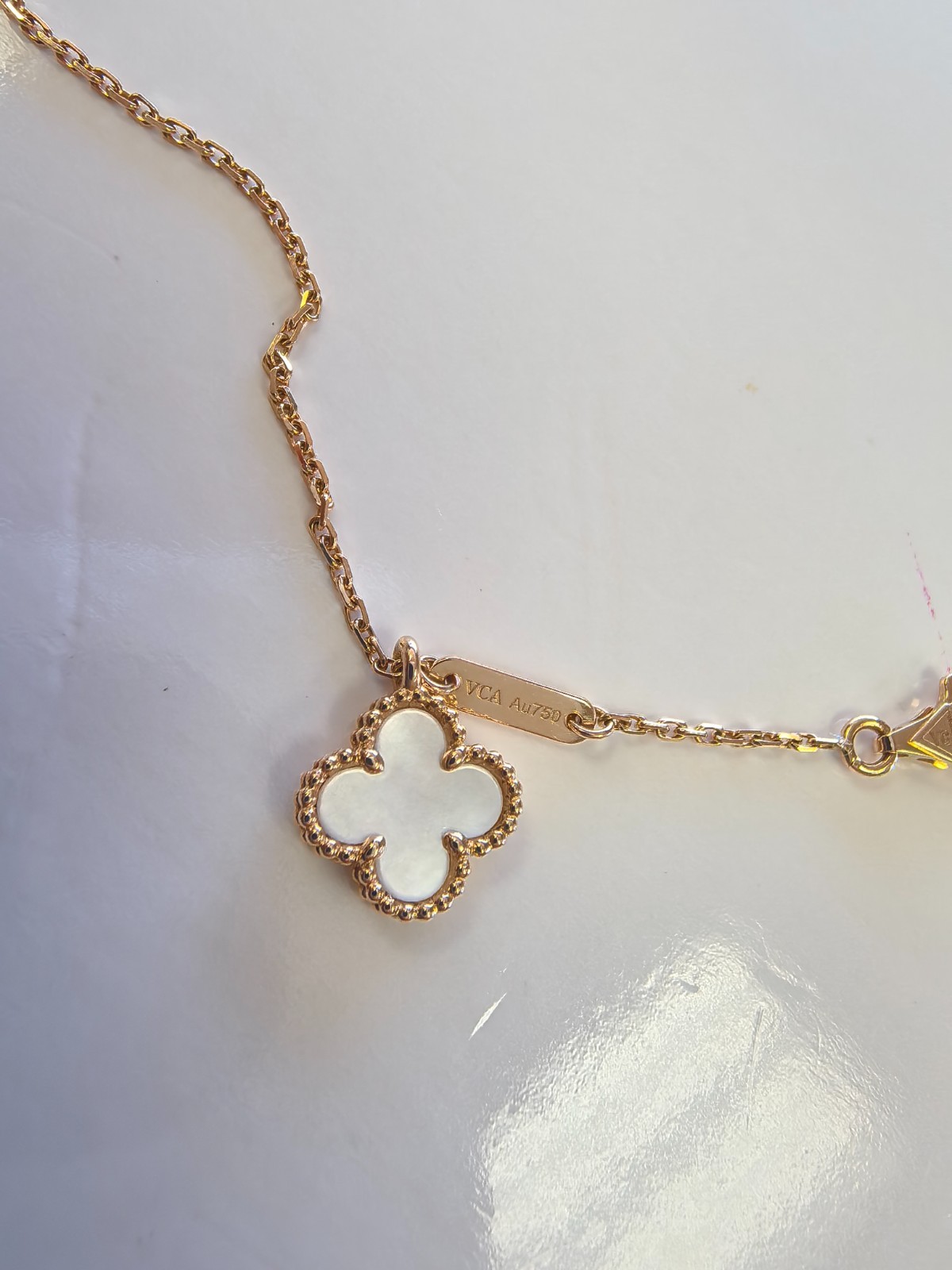 Van Cleef & Arpels Sweet Alhambra Pendant Necklace Yellow Gold Mother of Pearl