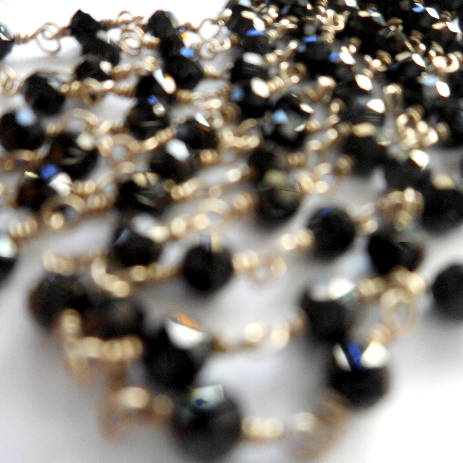Milor Sterling Silver Tiny Black Coated Crystal Wire Necklace 30″