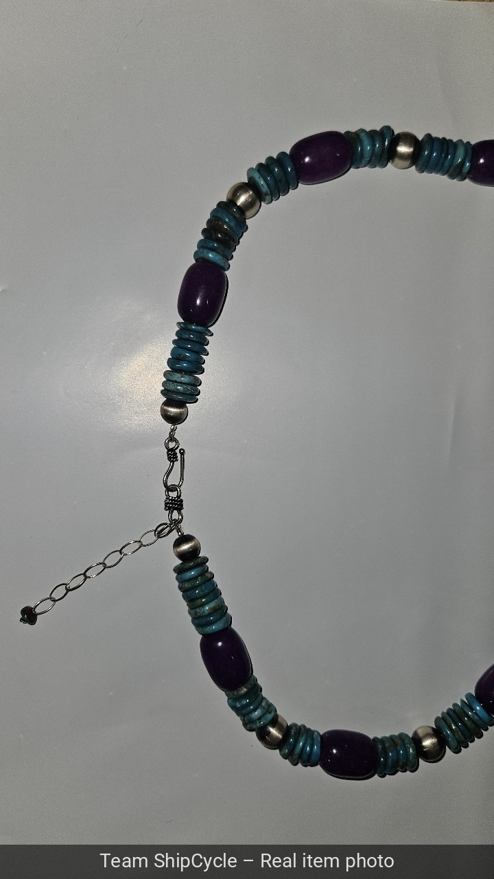 without tags Sterling silver Turquoise sugilite Necklace 19 Inch G2U