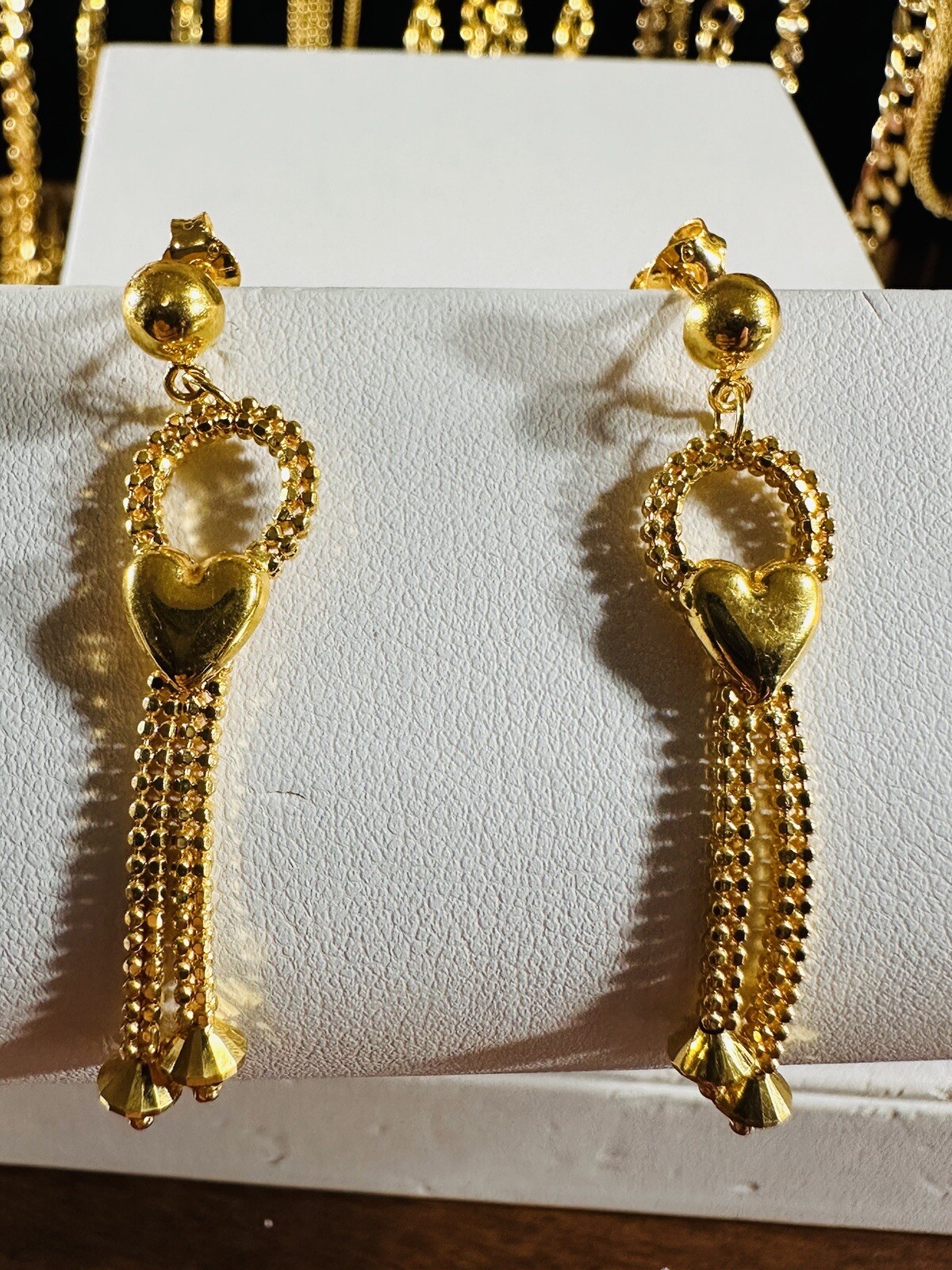 22CT 22K 916 Real Fine Gold Women’s Dangle Balls Beads Earring 5.1g