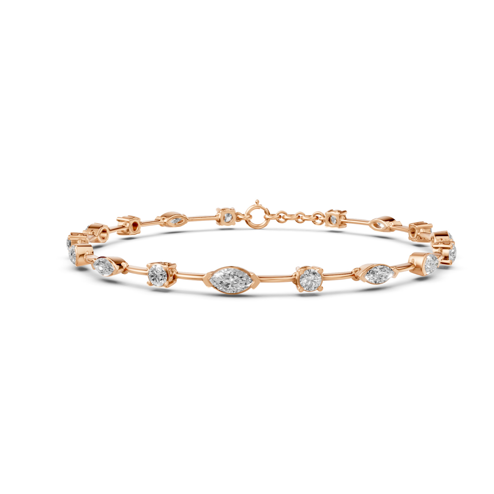 2.86 CT Marquise Lab Grown Diamond Station Chain Bracelet
