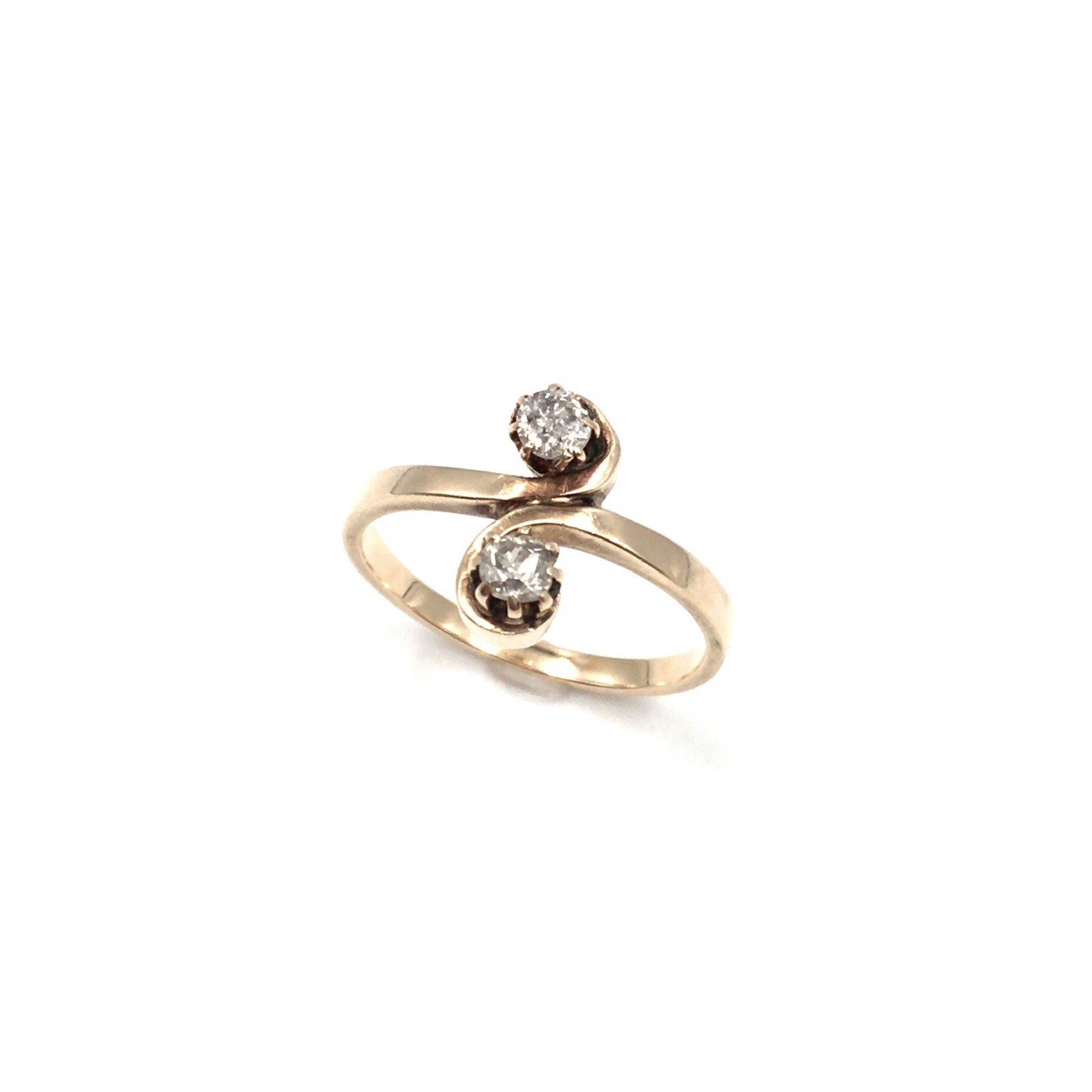 Art Nouveau 14kt yellow gold ring old cut diamonds 585 gold antique jewelry RG 56