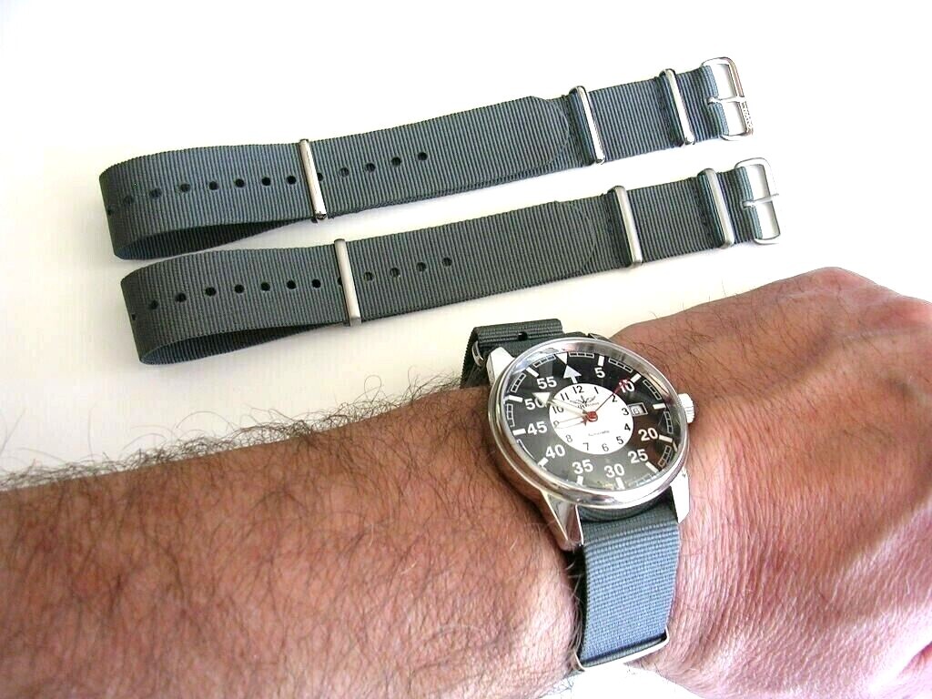 NATO G10 ® British Admiralty Grey prem Nylon watch band RAF strap Bond IW SUISSE