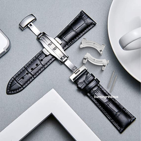 For Citizen Eco-Drive Promaster BJ8050-08 24mm Leather Watch Band+Silver Adapter