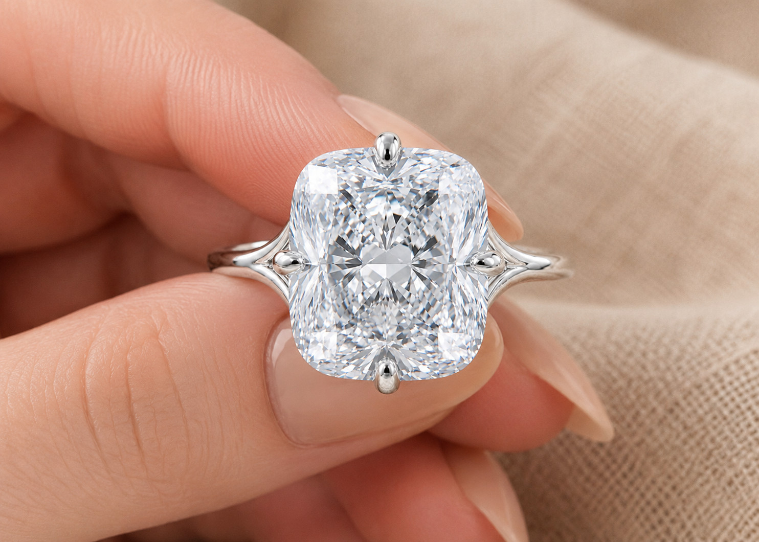 925 Sterling Silver Cushion Cut Engagement Ring White CZ Wedding Promise Ring
