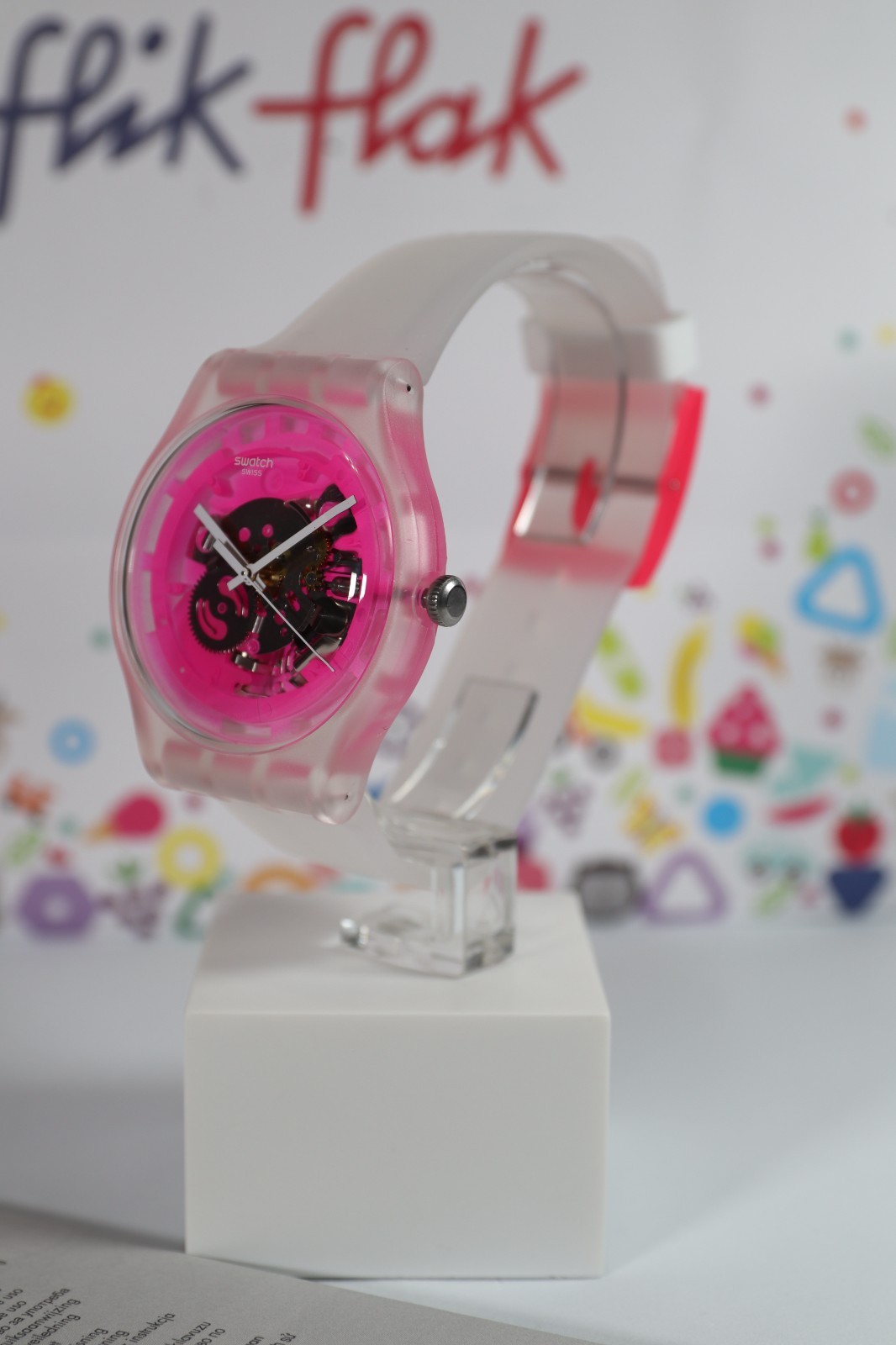 Rare Swatch Swiss PINKMAZING New Gents PINK SKELETON DIAL Silicone Strap 41MM