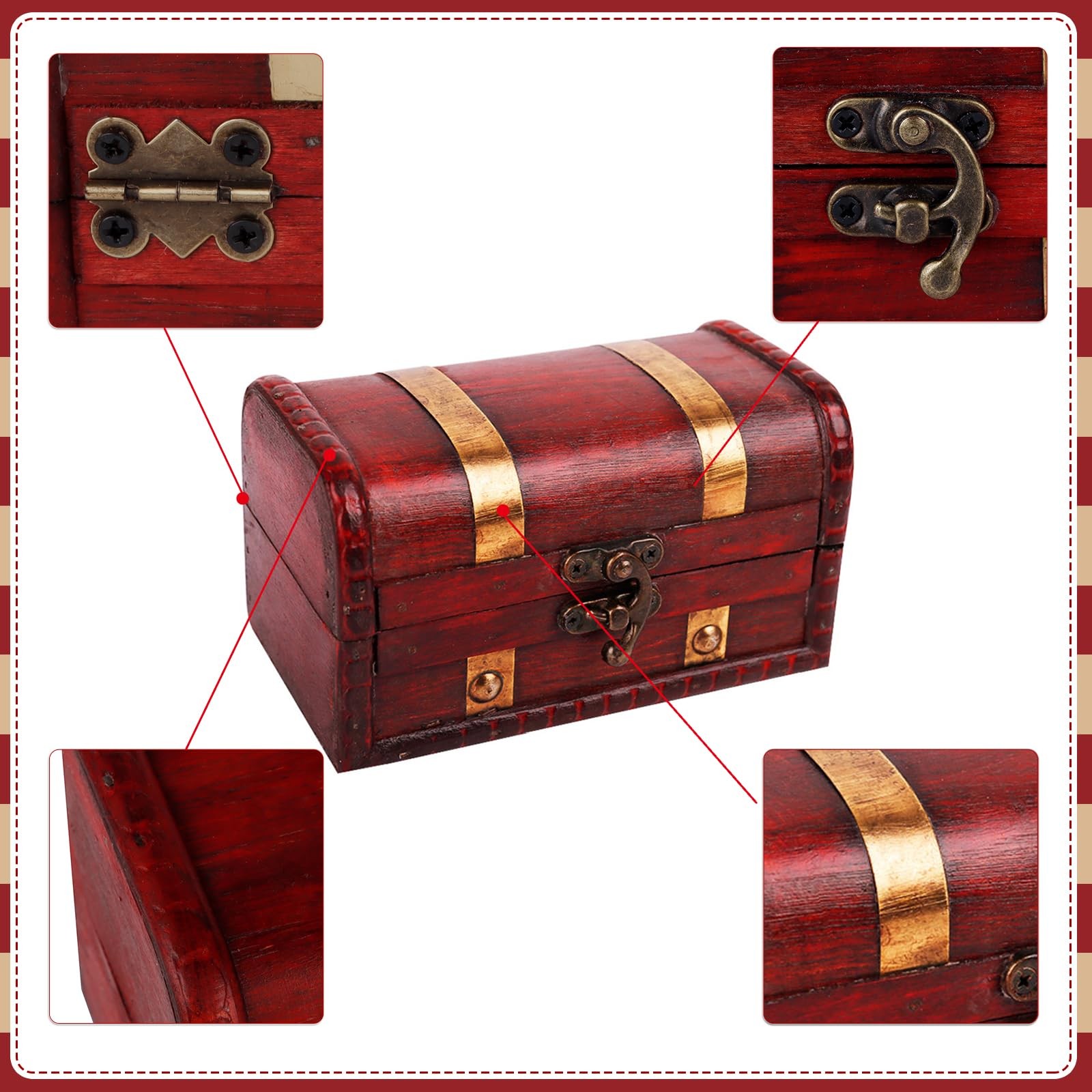 Small Wooden Treasure Chest Pirate Keepsake Box Kids Gift Home Decor