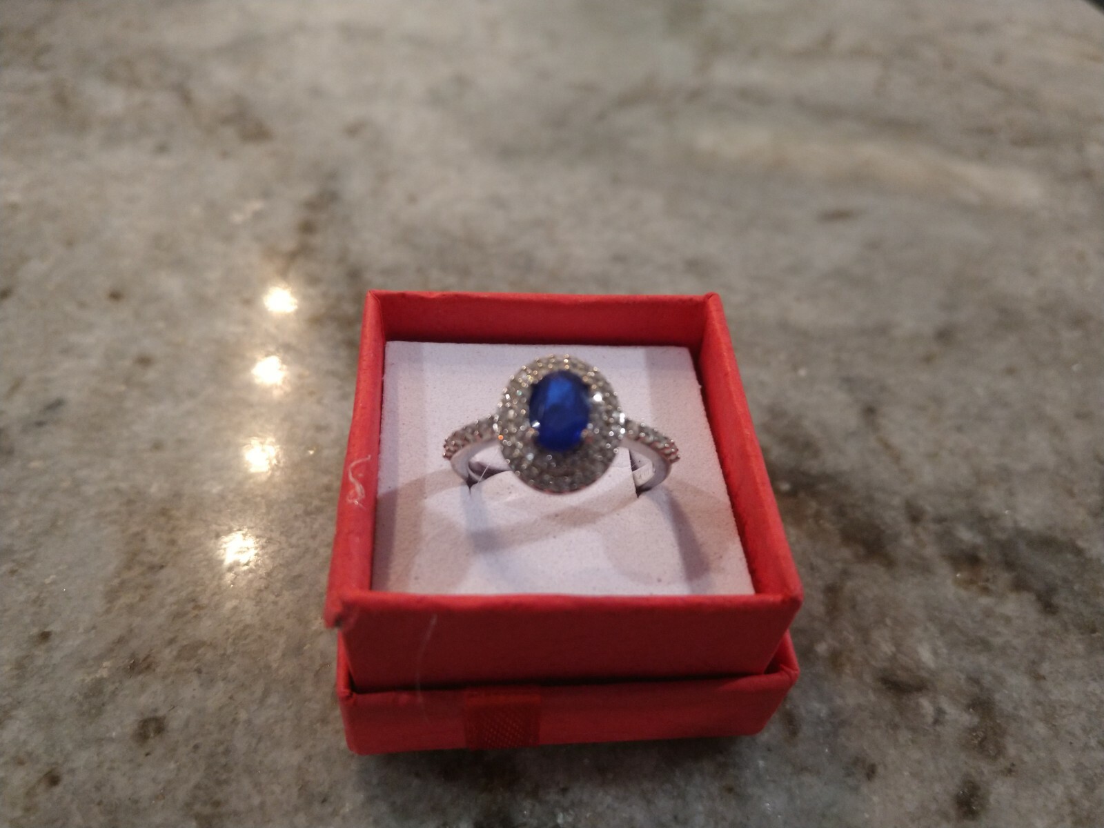 Regal/Elegant 1.60 TCW Diffused BlueSpinel, ZirconDoubleHaloRing/Plat/SS,sz 7,