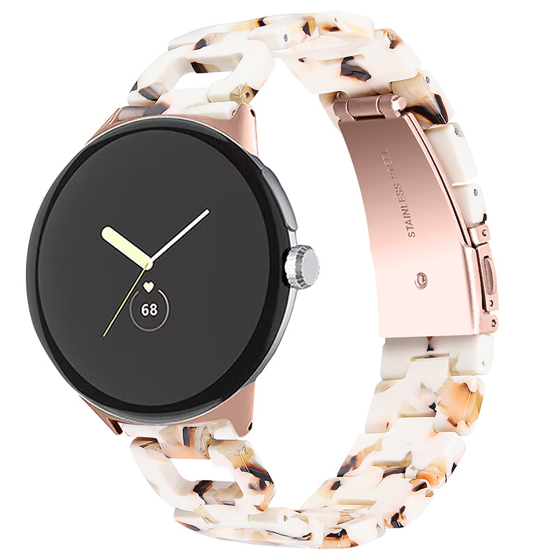 Luxury D Link Resin Watch Band Stainless Steel Strap For Google Pixel Watch 1 2