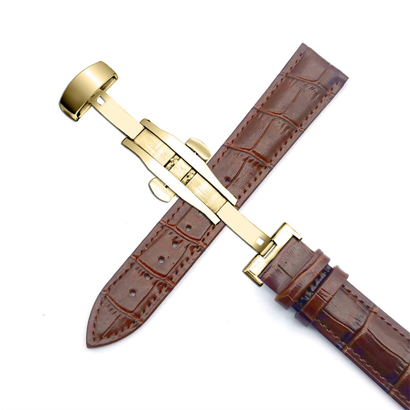 Correa De Reloj De Piel De Becerro AutéNtica Pulsera Con PatróN De Cocodrilo