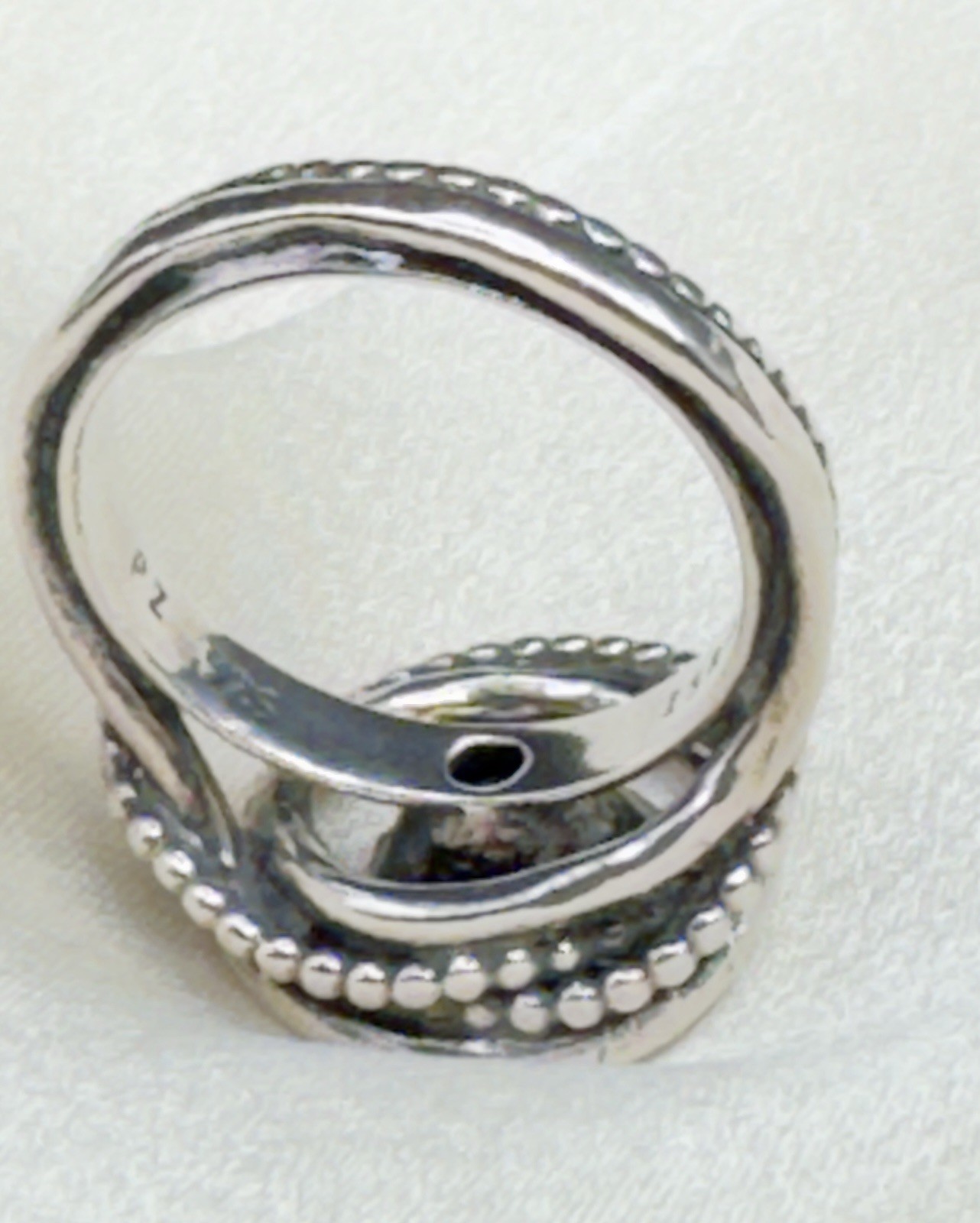925 PZ Israel Sterling Double Band Ring w/ Faceted Iolite Gemstone Sz 8