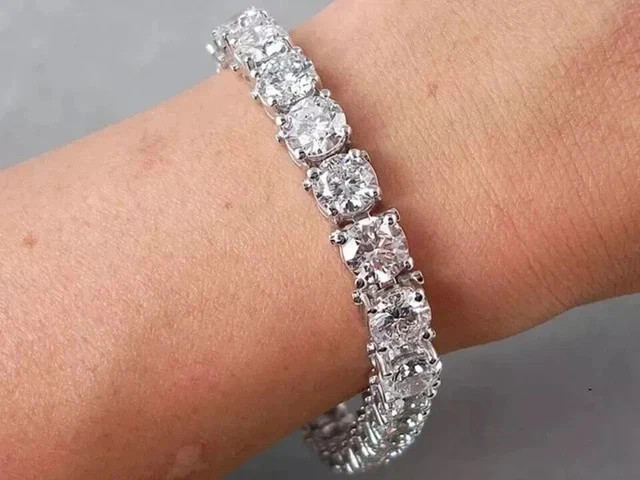 Wedding Tennis Bracelet Solid 14k White Gold Plated 6 Carat Round Cut For Women