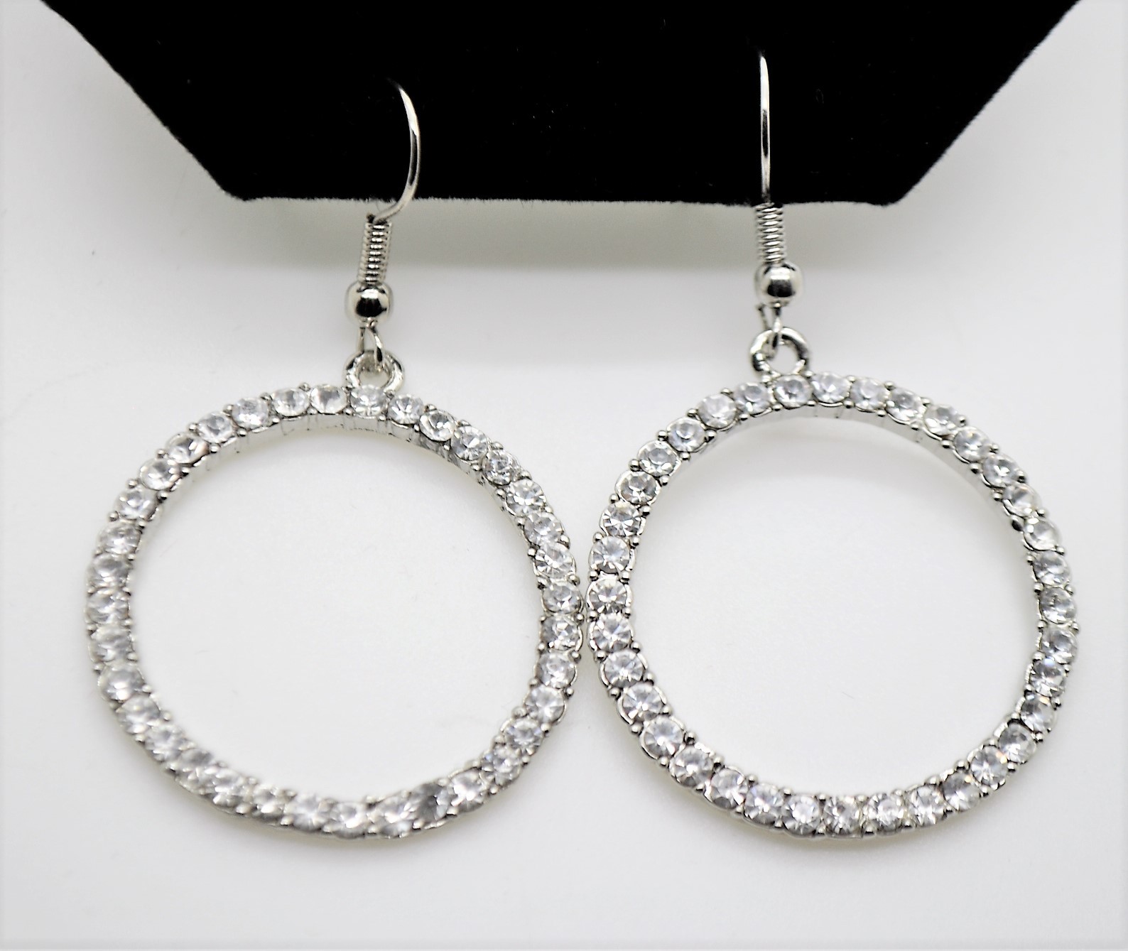 C332 Modern Style Rhodium Plated Clear Rhinestone Wedding Drop Fashion Earring