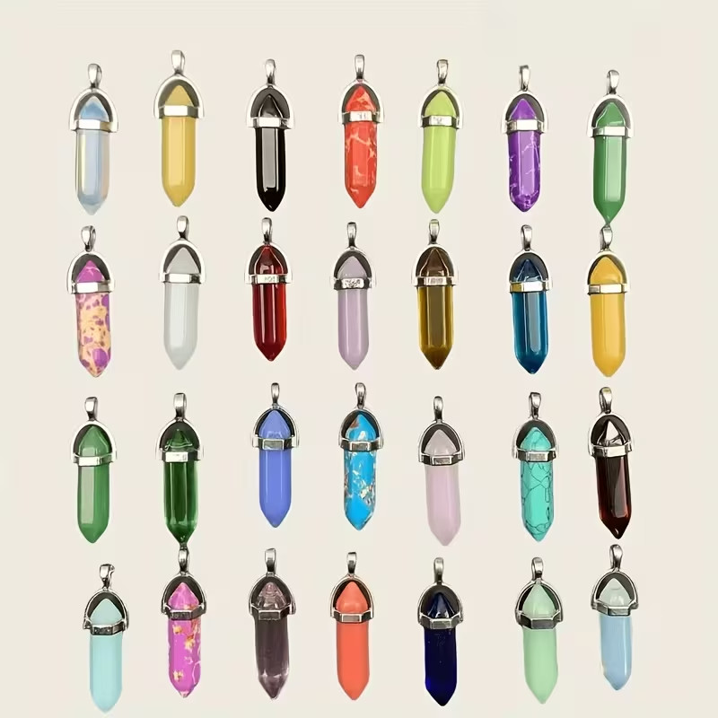 12pcs/2pcs Hexagonal Quartz Pendant with Adjustable Necklace Cord, Suitable for