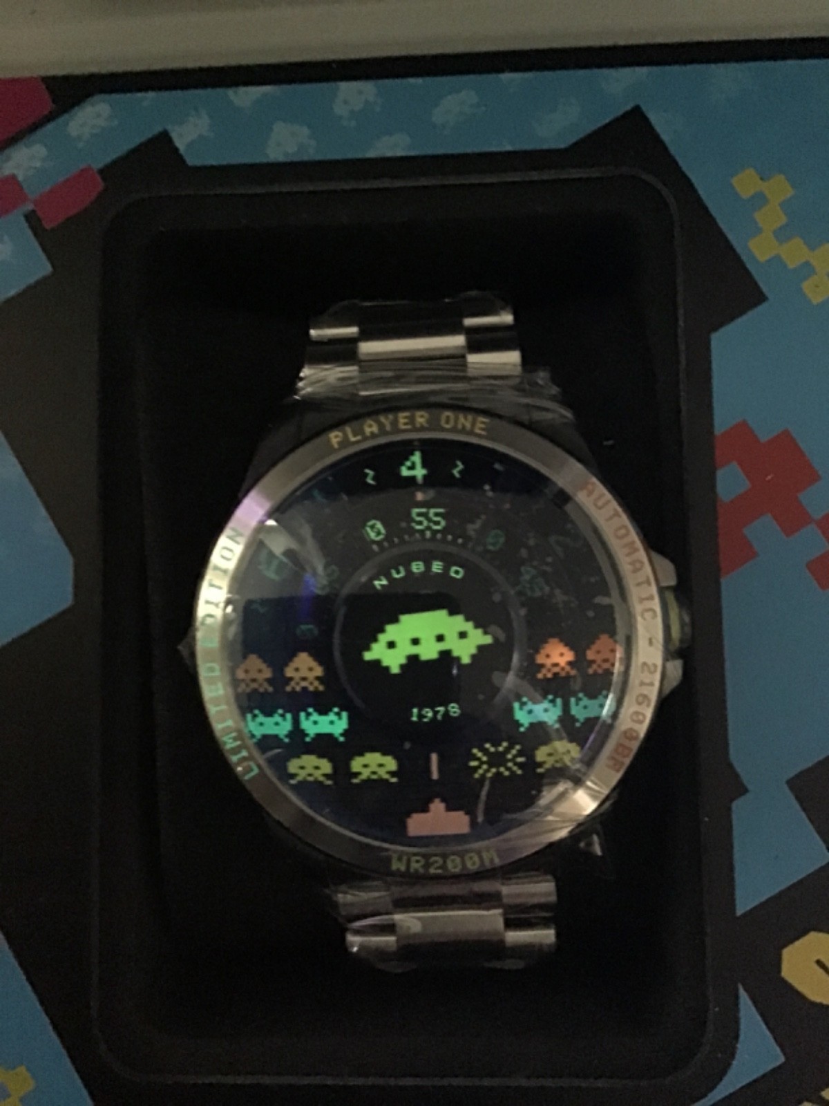Auto Tri-Time 1978 SPACE INVADERS SILVERBracelet LE#063/150 NUBEO limited ed