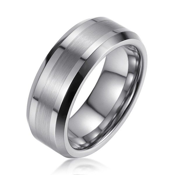 6/8mm Tungsten Carbide Men’s Half Brushed Stripe Wedding Band Ring Size 5-15
