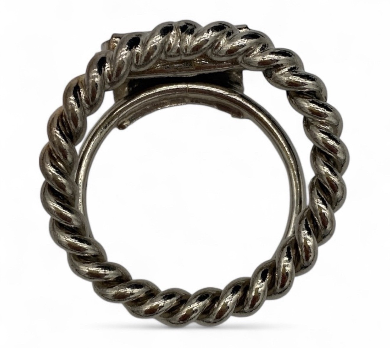 West Germany Tana Silver-Tone Twisted Rope Scarf Clip – Signed 1960s