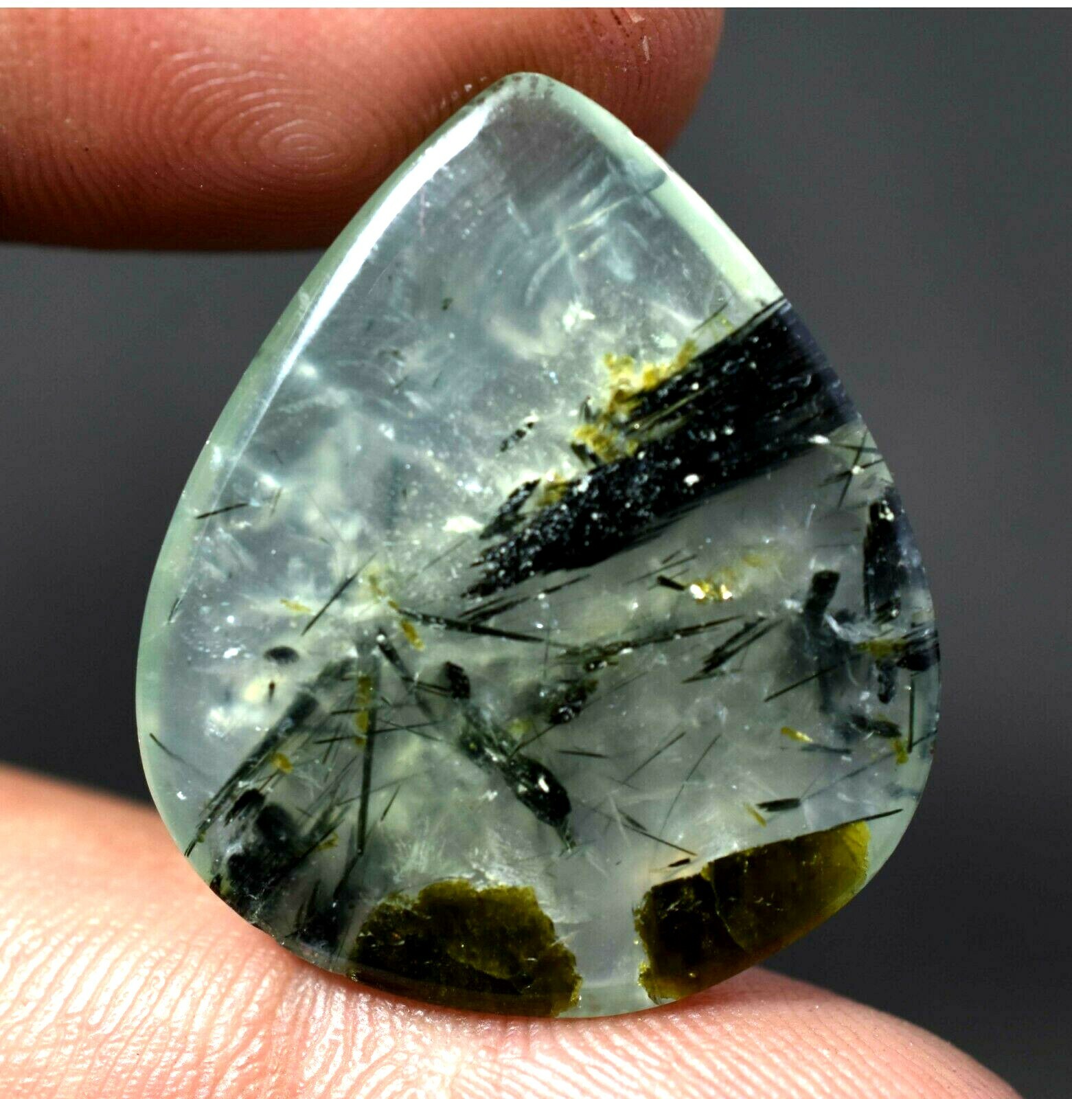 31.65 Ct Natural African Green Prehnite Untreated Cabochon Loose Gemstone !!!