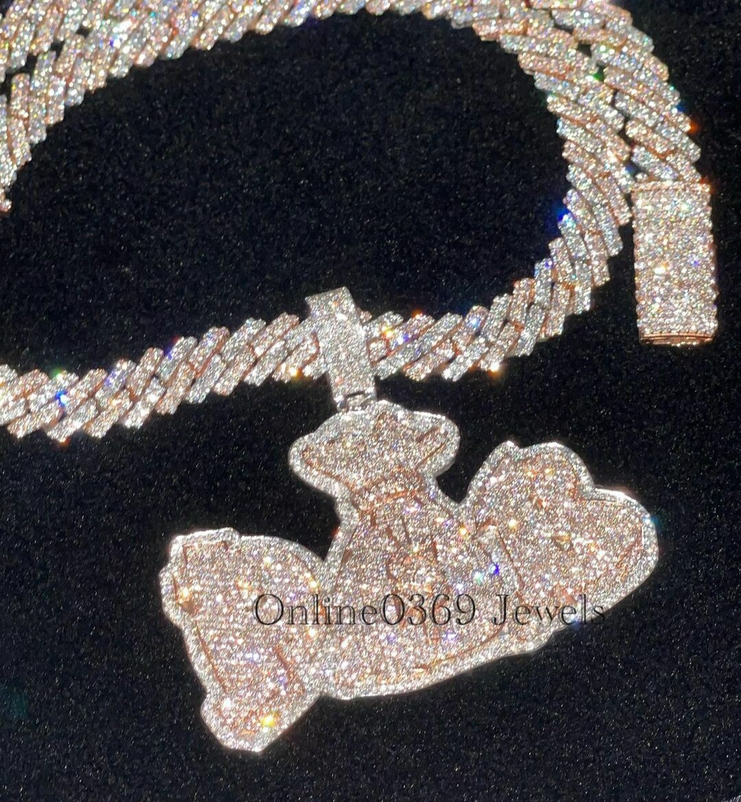 3.99ct Natural VVS Cubic Zirconia DB Name Layered Pendant Silver