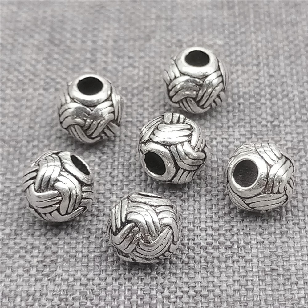 6 Sterling Silver Weave Round Beads 925 Silver Braid Pattern Spacer Bead 6mm