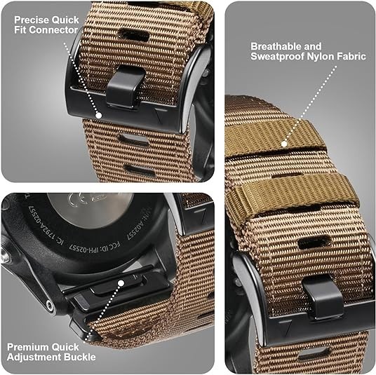 Garmin Fenix 7X 6X 5X Pro QuickFit 22mm 26mm Braided Nylon Watch Strap Band
