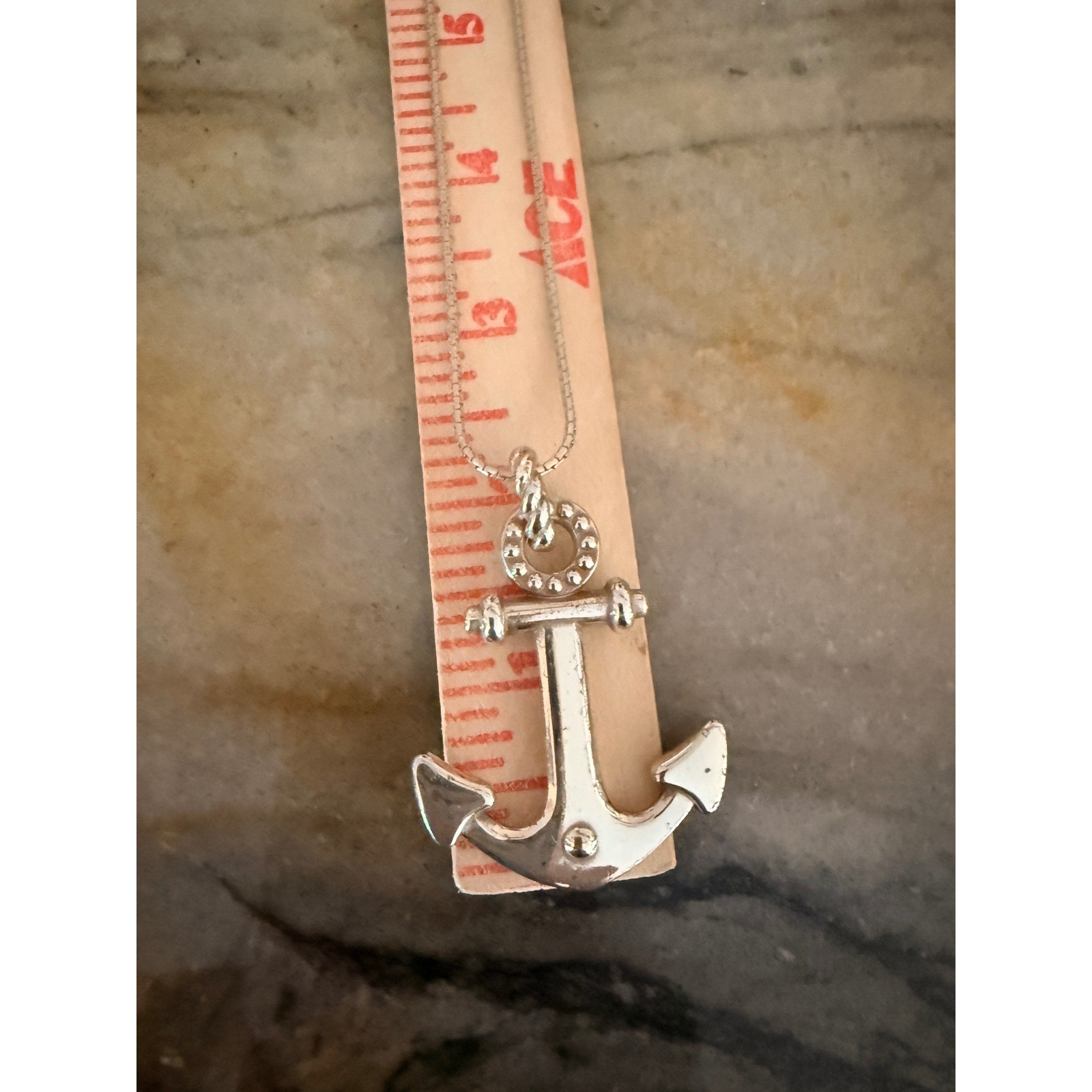 Brighton Silver Tone Crystal Anchor Pendant Necklace Nautical Maritime 19 In